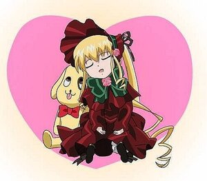 Rating: Safe Score: 0 Tags: 1girl blonde_hair blush bonnet bow bowtie capelet closed_eyes dress image long_hair long_sleeves red_capelet red_dress shinku solo twintails User: admin
