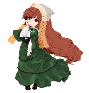 Rating: Safe Score: 0 Tags: 1girl bangs brown_hair dress frills full_body green_dress green_eyes hat head_scarf heterochromia image long_hair long_sleeves looking_at_viewer red_eyes smile solo suiseiseki very_long_hair white_background User: admin