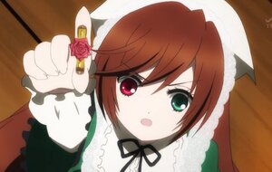 Rating: Safe Score: 0 Tags: 1girl :o black_ribbon dress flower green_eyes heterochromia holding image long_sleeves looking_at_viewer open_mouth red_eyes ribbon rose solo suiseiseki User: admin