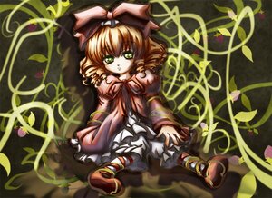 Rating: Safe Score: 0 Tags: 1girl blonde_hair bow bug dress green_eyes hair_bow hina_ichigo hinaichigo image insect long_sleeves looking_at_viewer pink_bow shoes short_hair sitting solo vines User: admin