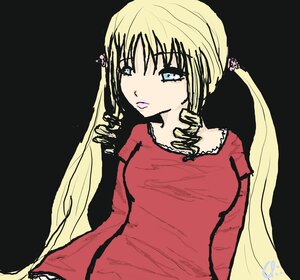 Rating: Safe Score: 0 Tags: 1girl bangs black_background blonde_hair blue_eyes dress drill_hair image long_hair long_sleeves looking_at_viewer red_dress shinku signature simple_background solo twin_drills twintails upper_body very_long_hair User: admin