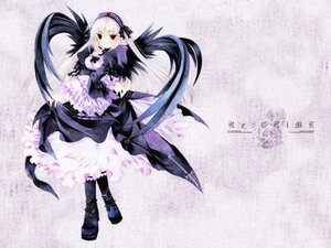 Rating: Safe Score: 0 Tags: 1girl black_footwear boots copyright_name dress flower frills full_body hairband image long_hair long_sleeves red_eyes ribbon rose solo suigintou very_long_hair wings User: admin