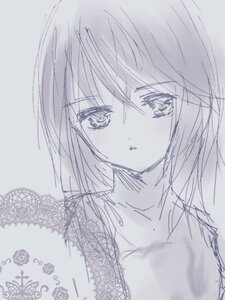 Rating: Safe Score: 0 Tags: 1girl bangs closed_mouth collarbone eyebrows_visible_through_hair greyscale hair_between_eyes hariruri image lace looking_at_viewer monochrome sketch solo souseiseki upper_body User: admin