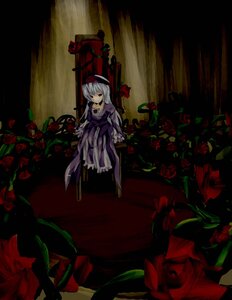 Rating: Safe Score: 0 Tags: 1girl dress flower hairband image long_hair red_eyes red_flower red_rose rose sitting solo suigintou wings User: admin