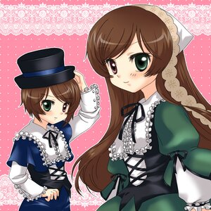 Rating: Safe Score: 0 Tags: 2girls black_ribbon blue_dress brown_hair commentary_request dress frills green_dress green_eyes hat head_scarf heterochromia image long_hair long_sleeves looking_at_viewer multiple_girls pair red_eyes ribbon roko0521 rozen_maiden short_hair siblings sisters smile souseiseki suiseiseki top_hat twins User: admin