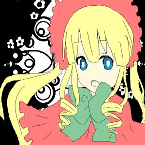 Rating: Safe Score: 0 Tags: 1girl bangs blonde_hair blue_eyes dress drill_hair flower image long_hair long_sleeves looking_at_viewer ringlets rose shinku sidelocks simple_background solo teeth twin_drills upper_body User: admin