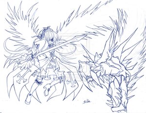 Rating: Safe Score: 0 Tags: 1girl boots greyscale holding holding_weapon image lineart monochrome solo suigintou sword thighhighs weapon wings User: admin