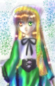 Rating: Safe Score: 0 Tags: 1girl dress green_eyes hat heterochromia image long_hair long_sleeves looking_at_viewer red_eyes solo standing suiseiseki very_long_hair User: admin