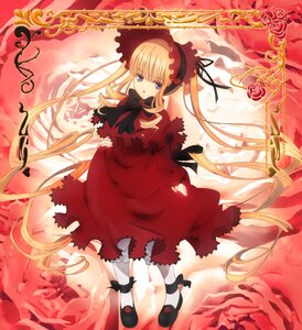 Rating: Safe Score: 0 Tags: 1girl blonde_hair blue_eyes bonnet bow capelet dress drill_hair flower image long_hair long_sleeves looking_at_viewer red_dress shinku shoes solo standing twintails very_long_hair User: admin