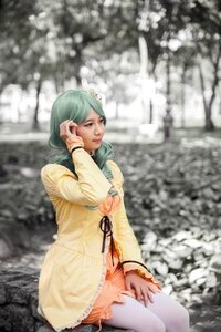 Rating: Safe Score: 0 Tags: 1girl blurry blurry_background depth_of_field dress flower green_hair hair_ornament kanaria lips long_sleeves realistic sitting solo User: admin