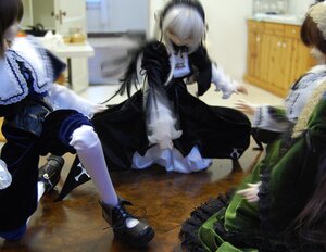 Rating: Safe Score: 0 Tags: 3d black_dress black_footwear blurry blurry_background blurry_foreground boots depth_of_field doll dress long_hair long_sleeves multiple_dolls multiple_girls photo sitting standing tagme white_hair User: admin