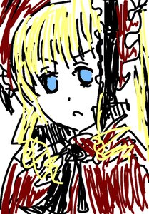 Rating: Safe Score: 0 Tags: 1girl bangs blonde_hair blue_eyes eyebrows_visible_through_hair hair_ribbon image ribbon shinku simple_background solo upper_body white_background User: admin