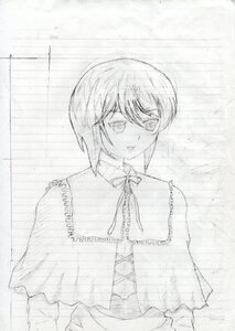 Rating: Safe Score: 0 Tags: 1girl capelet graphite_(medium) greyscale image long_sleeves looking_at_viewer monochrome open_mouth ribbon short_hair solo souseiseki traditional_media User: admin