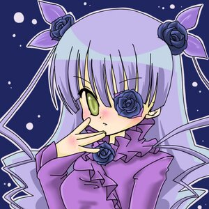 Rating: Safe Score: 0 Tags: 1girl barasuishou blue_flower blue_rose blush flower green_eyes hair_flower image long_hair moon purple_flower purple_rose ribbon rose solo User: admin