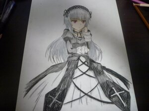 Rating: Safe Score: 0 Tags: 1girl dress frills hairband image long_hair long_sleeves looking_at_viewer pink_eyes solo suigintou traditional_media very_long_hair User: admin