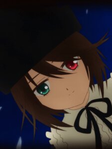 Rating: Safe Score: 0 Tags: 1 1girl black_headwear black_ribbon brown_hair closed_mouth face hair_between_eyes hat heterochromia image looking_at_viewer neck_ribbon red_eyes ribbon short_hair solo souseiseki User: admin