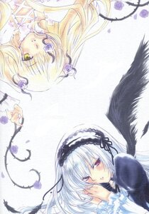 Rating: Safe Score: 0 Tags: 2girls black_wings blonde_hair blush dress feathers flower frills hairband image kirakishou long_hair long_sleeves looking_at_viewer multiple_girls pair parted_lips petals purple_flower red_eyes ribbon rose silver_hair suigintou traditional_media wings yellow_eyes User: admin