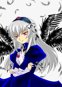 Rating: Safe Score: 0 Tags: 1girl black_feathers black_wings dress feathered_wings feathers flower frilled_sleeves frills hairband image long_hair long_sleeves looking_at_viewer pink_eyes puffy_sleeves rose silver_hair smile solo suigintou wings User: admin