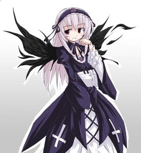 Rating: Safe Score: 0 Tags: 1girl black_wings dress frilled_sleeves frills hairband image juliet_sleeves long_hair long_sleeves looking_at_viewer pink_eyes ribbon simple_background smile solo suigintou very_long_hair white_background wings User: admin