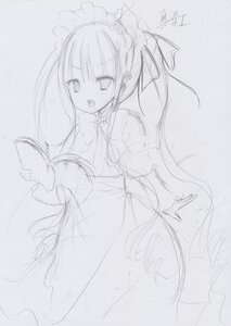 Rating: Safe Score: 0 Tags: 1girl :d bangs blush dress eyebrows_visible_through_hair frills hair_between_eyes holding image juliet_sleeves long_hair long_sleeves looking_at_viewer monochrome open_mouth puffy_sleeves shinku sketch sleeves_past_wrists smile solo very_long_hair virtual_youtuber wide_sleeves User: admin