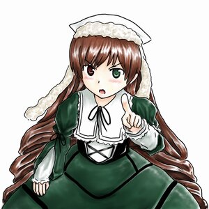 Rating: Safe Score: 0 Tags: 1girl :o bangs blush brown_hair dress green_dress green_eyes hat head_scarf heterochromia image index_finger_raised long_hair long_sleeves looking_at_viewer open_mouth red_eyes ribbon simple_background solo suiseiseki very_long_hair white_background User: admin