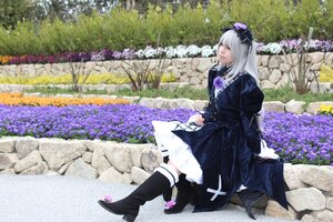 Rating: Safe Score: 0 Tags: 1girl black_dress boots closed_eyes dress flower gothic_lolita hat hydrangea lolita_fashion long_hair long_sleeves profile silver_hair sitting solo suigintou User: admin