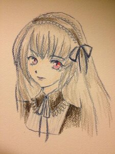 Rating: Safe Score: 0 Tags: 1girl bangs black_ribbon brown_background closed_mouth eyebrows_visible_through_hair frills hairband image long_hair looking_at_viewer portrait red_eyes ribbon sepia simple_background solo suigintou traditional_media User: admin