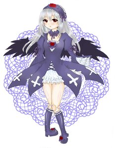 Rating: Safe Score: 0 Tags: 1girl black_wings bloomers blush boots dress frills full_body hairband image knee_boots long_hair long_sleeves looking_at_viewer red_eyes silver_hair solo standing suigintou underwear wings User: admin