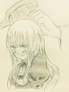 Rating: Safe Score: 0 Tags: 1girl bow image long_hair looking_at_viewer monochrome solo suigintou tongue tongue_out traditional_media User: admin