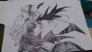 Rating: Safe Score: 0 Tags: 1girl bangs dress frills greyscale head_wings image long_hair long_sleeves monochrome solo suigintou traditional_media wide_sleeves wings User: admin