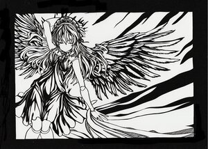 Rating: Safe Score: 0 Tags: 1girl angel_wings dress greyscale image long_hair monochrome solo suigintou traditional_media wings User: admin