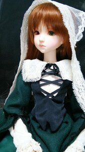 Rating: Safe Score: 0 Tags: 1girl bangs brown_hair closed_mouth doll dress fur_trim green_eyes lips long_hair long_sleeves solo suiseiseki User: admin