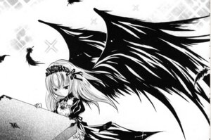 Rating: Safe Score: 0 Tags: 1girl black_wings dress feathers flower frills greyscale hairband image lolita_hairband long_hair long_sleeves looking_at_viewer monochrome ribbon rose solo sparkle suigintou wings User: admin