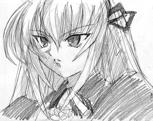 Rating: Safe Score: 0 Tags: 1girl bangs eyebrows_visible_through_hair greyscale hair_between_eyes hair_ornament hair_ribbon image long_hair looking_at_viewer monochrome ribbon simple_background sketch solo suigintou upper_body white_background User: admin