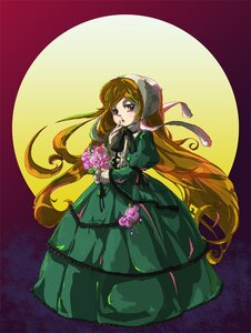 Rating: Safe Score: 0 Tags: 1girl blonde_hair brown_hair dress flower full_moon green_dress green_eyes image long_hair long_sleeves moon rose solo suiseiseki very_long_hair User: admin