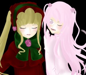 Rating: Safe Score: 0 Tags: 2girls blonde_hair bow closed_eyes dress flower image kirakishou long_hair multiple_girls pair pink_hair rose shinku User: admin