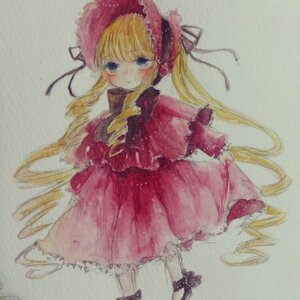 Rating: Safe Score: 0 Tags: 1girl blonde_hair blue_eyes blush bonnet bow bowtie capelet dress drill_hair full_body image long_hair long_sleeves looking_at_viewer red_dress shinku simple_background solo standing traditional_media twin_drills twintails User: admin