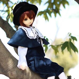 Rating: Safe Score: 0 Tags: 1girl bangs black_capelet black_headwear blurry blurry_foreground brooch brown_hair capelet closed_mouth depth_of_field doll dress green_eyes hat long_sleeves looking_at_viewer necklace plant short_hair sitting solo souseiseki tree User: admin