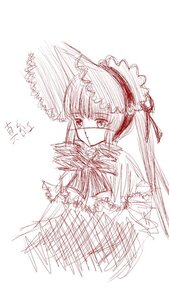 Rating: Safe Score: 0 Tags: 1girl bow image long_hair looking_at_viewer monochrome shinku simple_background sketch solo striped white_background User: admin