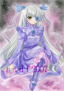 Rating: Safe Score: 0 Tags: 1girl barasuishou boots dress eyepatch flower frills image long_hair long_sleeves rose sitting solo traditional_media very_long_hair watercolor_(medium) yellow_eyes User: admin