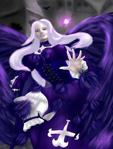 Rating: Safe Score: 0 Tags: 1girl bug butterfly corset dress image insect long_hair magic purple_dress purple_eyes signature solo suigintou white_hair User: admin