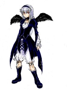 Rating: Safe Score: 0 Tags: 1girl black_footwear black_wings boots doll_joints dress feathered_wings feathers frills full_body hairband image knee_boots long_hair long_sleeves looking_at_viewer red_eyes solo suigintou white_background wings User: admin