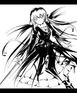 Rating: Safe Score: 0 Tags: 1girl auto_tagged closed_mouth commentary_request dress frills greyscale hairband hanuu image letterboxed lolita_hairband long_hair long_sleeves looking_at_viewer monochrome rozen_maiden smile solo suigintou sword very_long_hair weapon white_background wings User: admin