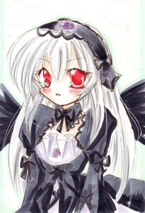 Rating: Safe Score: 0 Tags: 1girl bangs black_dress black_ribbon black_wings blush dress eyebrows_visible_through_hair feathered_wings flower frills gothic_lolita hairband image lolita_fashion long_hair long_sleeves looking_at_viewer marker_(medium) parted_lips puffy_sleeves red_eyes ribbon rose silver_hair solo suigintou traditional_media very_long_hair wings User: admin