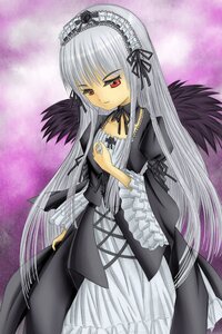 Rating: Safe Score: 0 Tags: 1girl black_ribbon black_wings detached_collar dress flower frills hairband image long_hair long_sleeves looking_at_viewer red_eyes ribbon rose silver_hair solo standing suigintou very_long_hair wings User: admin