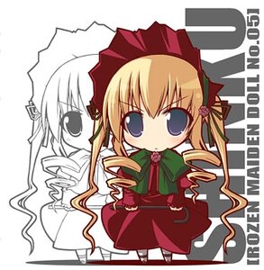 Rating: Safe Score: 0 Tags: blonde_hair blue_eyes bonnet bow bowtie chibi dress drill_hair full_body green_bow image long_hair long_sleeves looking_at_viewer multiple_girls red_dress shinku simple_background solo standing twin_drills twintails very_long_hair white_background User: admin