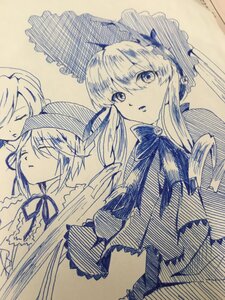 Rating: Safe Score: 0 Tags: 3girls closed_eyes dress frills hair_between_eyes hat image long_hair monochrome multiple multiple_girls open_mouth ribbon tagme traditional_media umbrella User: admin