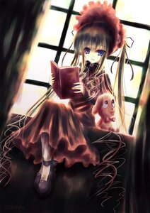 Rating: Safe Score: 0 Tags: 1girl abudala blonde_hair blue_eyes bonnet book bow commentary_request curtains dress drill_hair full_body holding image indoors kunkun long_hair long_sleeves red_dress rozen_maiden shinku sitting solo stuffed_animal twintails very_long_hair window User: admin