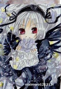 Rating: Safe Score: 0 Tags: 1girl black_wings blurry dress flower frills hairband image lolita_hairband long_hair long_sleeves looking_at_viewer red_eyes ribbon rose silver_hair solo suigintou wings User: admin