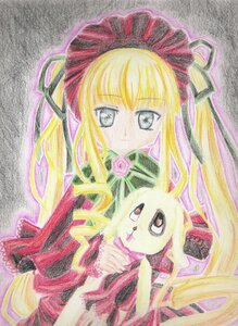Rating: Safe Score: 0 Tags: 1girl auto_tagged blonde_hair blue_eyes bow dress flower image long_hair long_sleeves looking_at_viewer marker_(medium) pink_flower pink_rose ribbon rose shinku solo traditional_media User: admin
